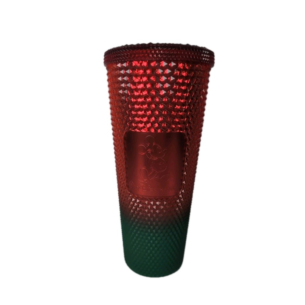 2021 Disney Parks Starbucks Christmas Tumbler Studded Red Green No Straw 24 Oz.